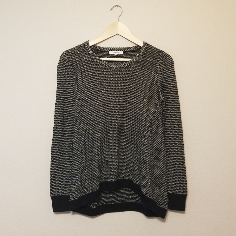 Madewell Black and White V-Neck Sweater
